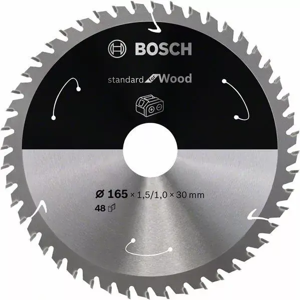 Azonnal elérhető BOSCH 2608837689 Pilový kotouč Standard for Wood pro AKU pily 165×1,5×30mm, 48