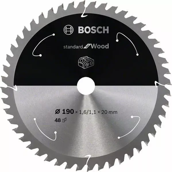 BOSCH 2608837705 Pilový kotouč Standard for Wood pro AKU pily 190×1,6×20mm, 48 Csak ma
