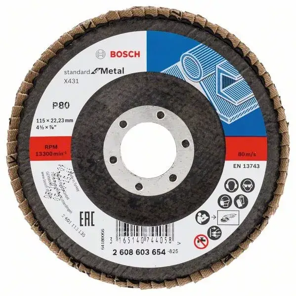 BOSCH 2608603654 Lamelový brusný kotouč X431, Standard for Metal 115 mm, P80 Vedd meg most