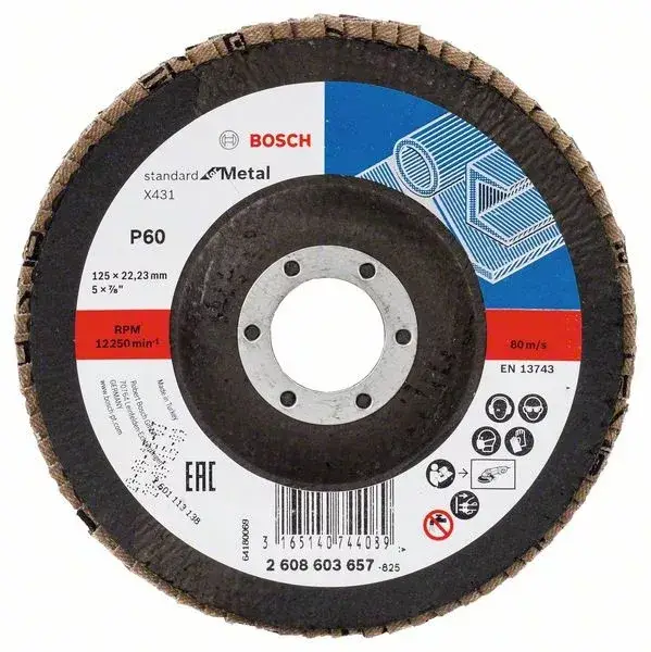 BOSCH 2608603657 Lamelový brusný kotouč X431, Standard for Metal 125 mm, P60 Kiárusítás