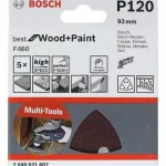 BOSCH 2608621688 Brusný papír 5ks F460 Best for Wood and Paint, P180, 93 mm Legkelendőbb