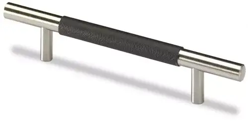 HETTICH 9070142 fogantyú Bytantia 188/128 mm fekete bőr/nemesacél imitáció Kedvezményes ár