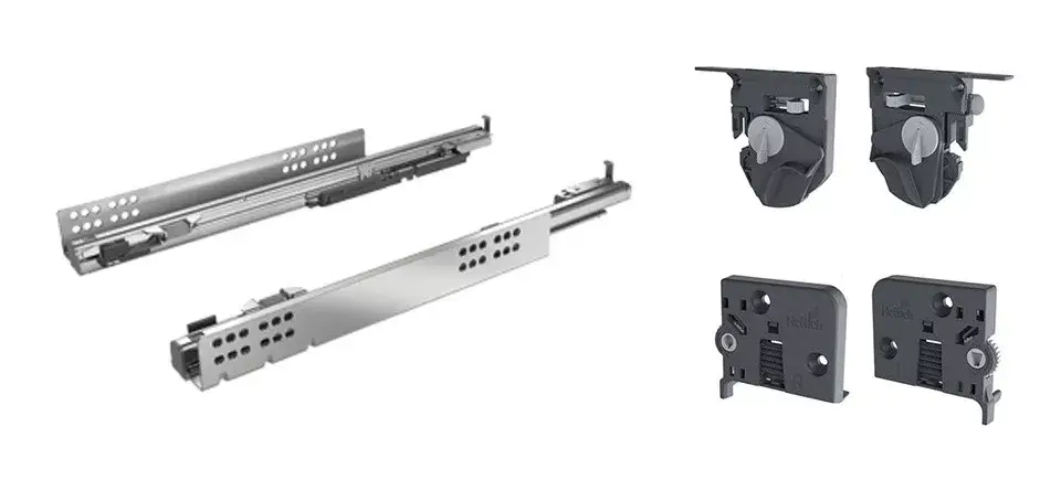 Akciós ár K-HETTICH set Quadro 4D V6 SiSy 320mm/30kg oldalfalhoz 16mm + kapcsolókészlet