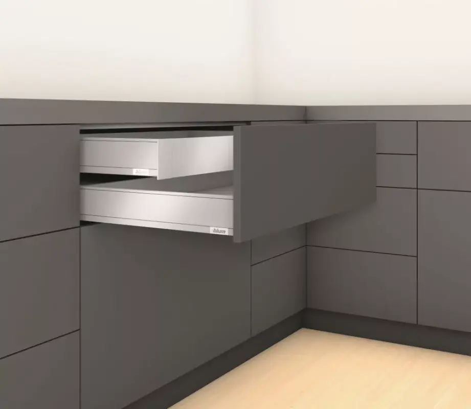 Akció K-BLUM Legrabox M 450 mm/40 kg, Tip-on, szürke OG-M, csavar