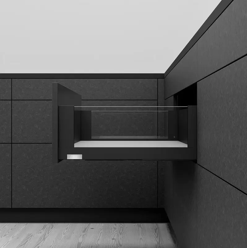 Alacsony ár K-BLUM Legrabox C Free 650mm/70 kg, Tip-on, karbon fekete CS-M, csavar
