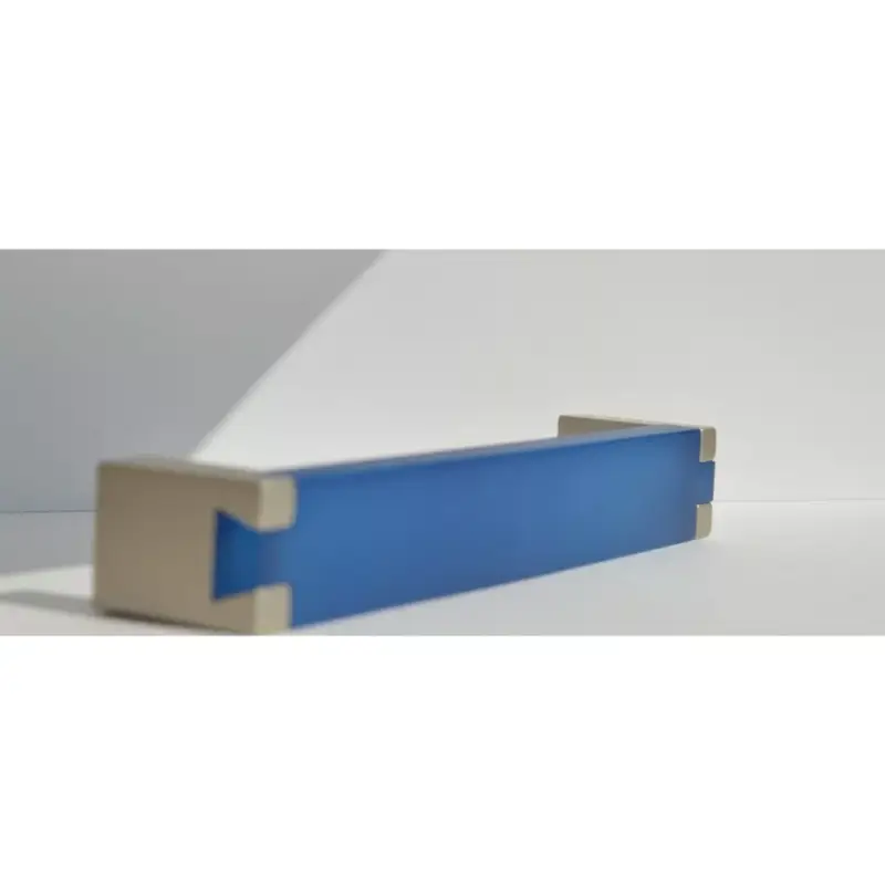 Prémium Fém-műanyag bútorfogantyú, kék - matt króm színű, 128 mm furattávval