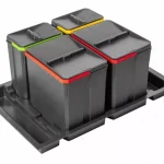 AxiSpace 800 mm, Beépíthető szelektív hulladékgyűjtő, 4 tartályos, 2x15L és 2x7Ledényekkel, fedelekkel Gyors szállítás