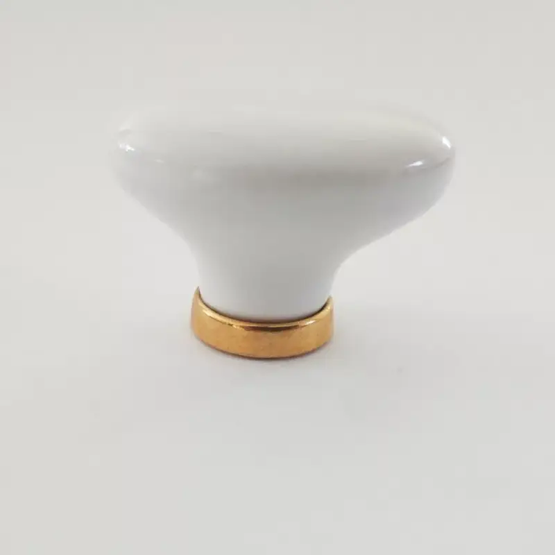 Klassischer Porzellan-Möbelknopf in Weiß - Gold glänzend Alacsony ár