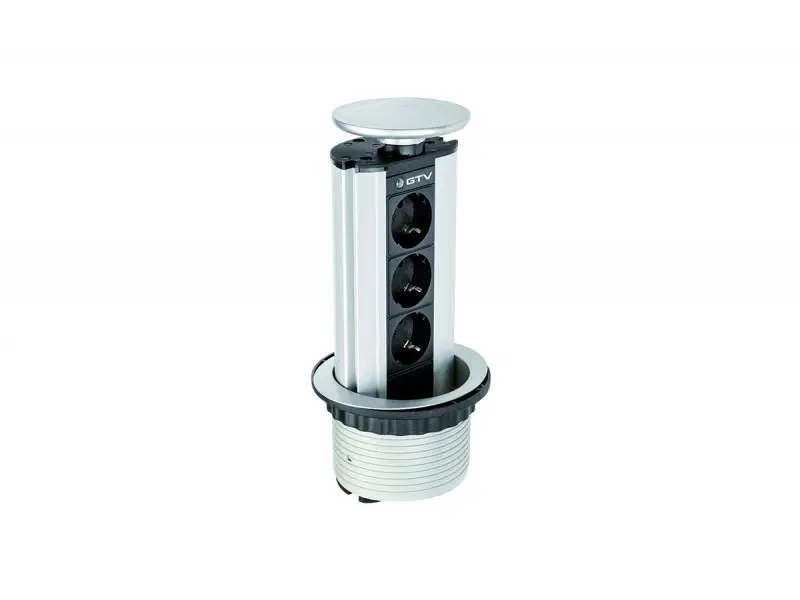 Árcsökkenés Elosztó kihúzható, D100mm, 3x 230V sch, kábellel, ezüst