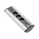 Akciós ár Elosztó sarok 45´, 3x 230V sch, 2x USB-A, 1,5m kábellel, ezüst