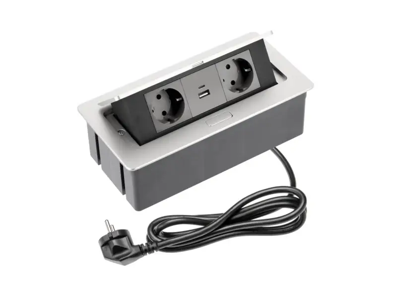 Végkiárusítás Elosztó SOFT, 2x 230V sch, USB A+C, 1,5 m kábellel, alumínium