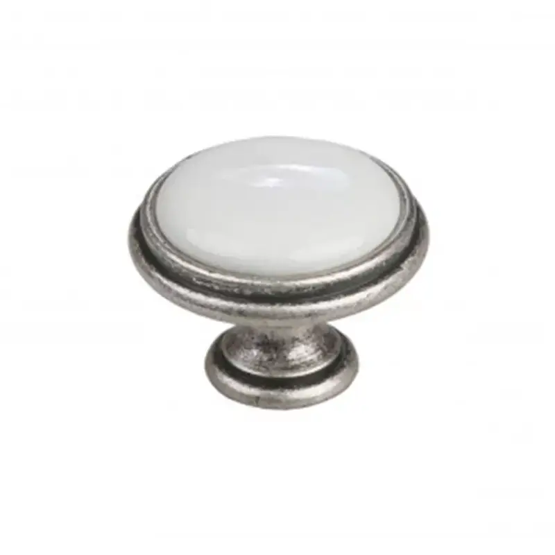 Gyors szállítás Bútorfogantyú Margarita gomb 35mm Ócink / Porcelán Fehér