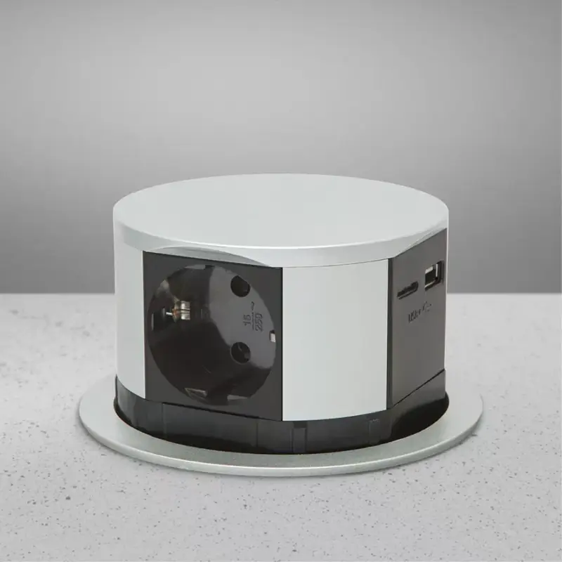 Árengedmény Konnektor Munkalapba süllyeszthető LIFT 3x230V+ 1 USB-A + 1 USB-C 1,5fm Alu