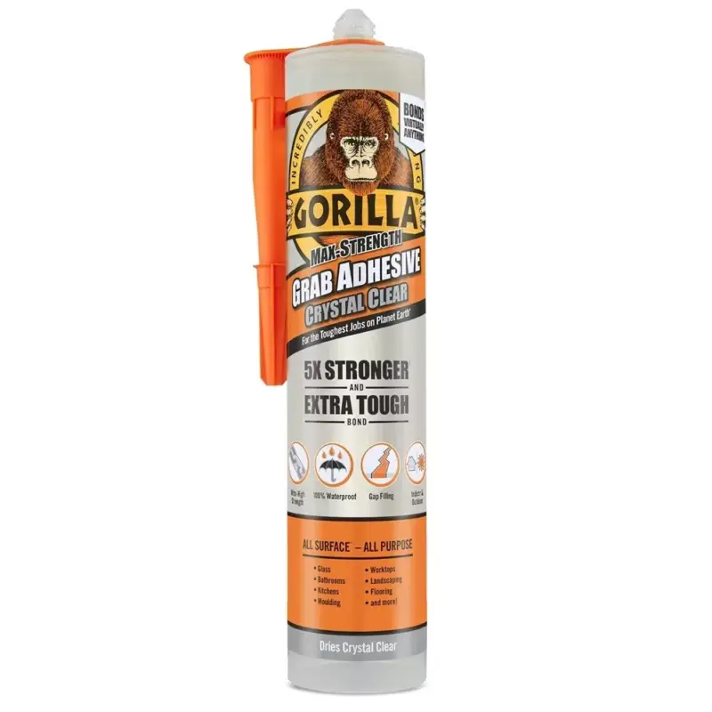 Gorilla GRAB CRYSTAL CLEAR Kristálytiszta Építési ragasztó - extra erős 270ml Árengedmény