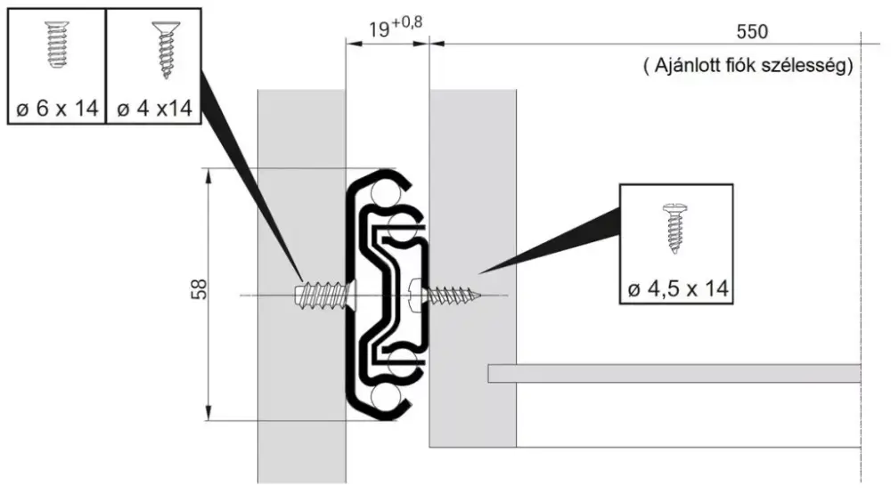 Gyors szállítás Fiókcsúszó golyós Hettich 450/58mm 90kg