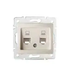 Nézd meg most Kanlux 24814 DOMO 01-1410-003 krém dupla adatcsatlakozó aljzat független (2xRJ45 Cat 5e Jack)