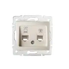 Kanlux 24817 DOMO 01-1440-003 krém adat-telefoncsatlakozó aljzat (RJ45 Cat 6+RJ11) Vedd meg most