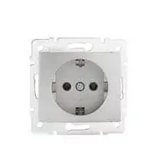 Kanlux 24849 DOMO 01-1220-143 ezüst Schuko földelt dugalj, tűzbiztos műanyag Olcsó