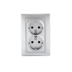 Legjobb ár Kanlux 24858 DOMO 01-1270-143 ezüst Schuko földelt dupla dugalj komplett