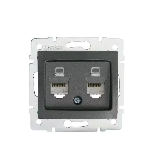 Kanlux 24932 DOMO 01-1410-041 grafit dupla adatcsatlakozó aljzat független (2xRJ45 Cat 5e Jack) Végkiárusítás