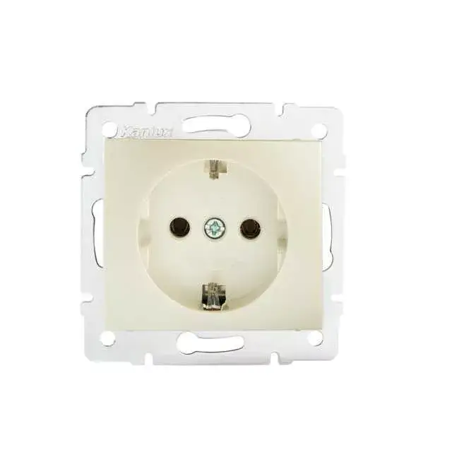 Kanlux 24967 DOMO 01-1220-130 gyöngyház Schuko földelt dugalj, tűzbiztos műanyag Biztonságos fizetés