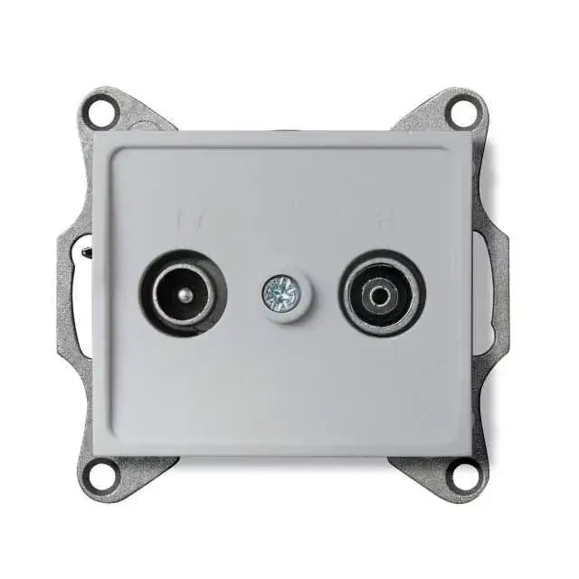 Kanlux 25219 LOGI 02-1330-043 ezüst antenna csatlakozó TV/FM aljzat, végzáró Kedvezmény