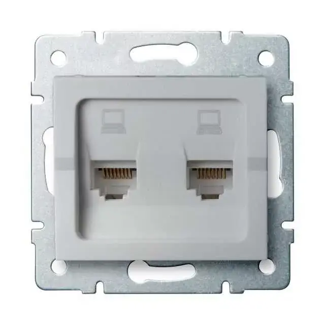 Kanlux 25229 LOGI 02-1420-043 ezüst dupla adatcsatlakozó aljzat, független (2xRJ45 Cat 6 Jack) Végkiárusítás
