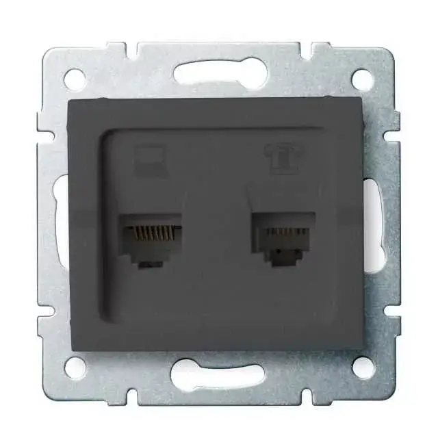 Kanlux 25289 LOGI 02-1430-041 grafit adat-telefoncsatlakozó aljzat (RJ45 Cat 5e+RJ11) Ajánlat