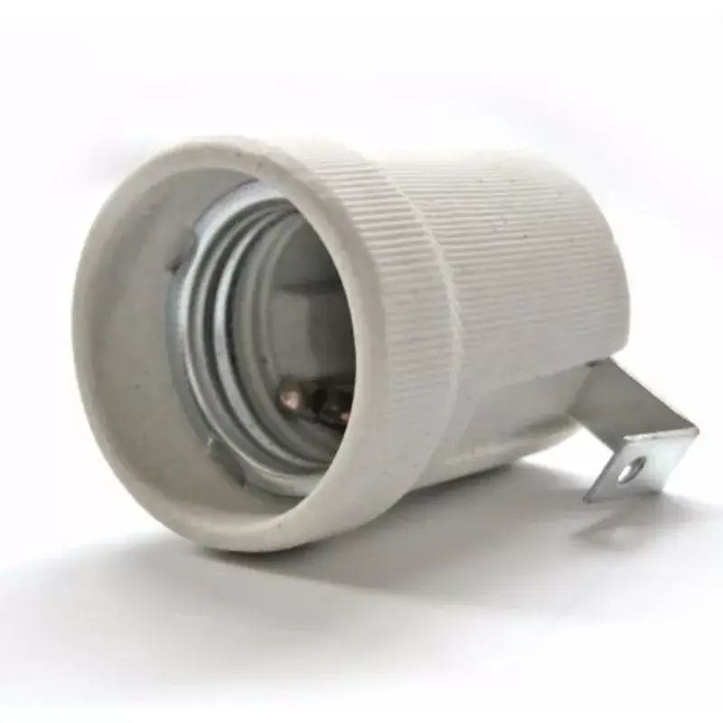 Azonnali szállítás Porcelán foglalat E27 fém rögzítőfüllel(DEL121)