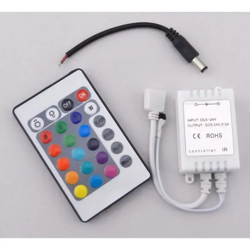 DEL1295 LED szalag RF vezérlő 72W(12VDC), 144W(24VDC), 2A*3CH, 16szín, 433,92Mhz, IP20, deLux Különleges ajánlat
