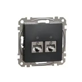 Biztonságos fizetés ÚJ SEDNA 2xRJ45 Cat6 STP aljzat, antracit Schneider SDD114462S