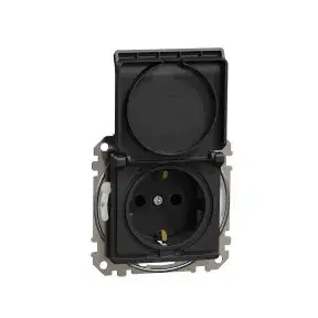 ÚJ SEDNA 2P+F csatlakozóaljzat biztonsági zsaluval, csapófedeles, rugós bekötés, IP44, antracit Schneider SDD214024 Outlet