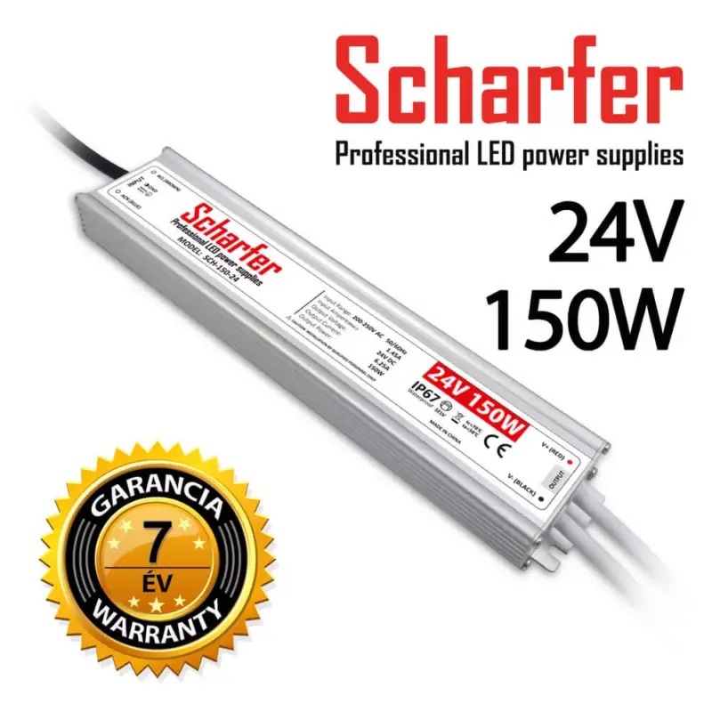 Korlátozott ajánlat SCHARFER SCH-150-24 150W vízálló LED tápegység IP67 24V VDC 6,25A