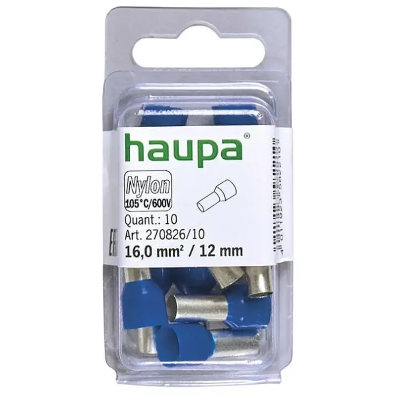 HAUPA Érvéghüvely szigetelt 16/12 kék 270826/10 SmallPack Haupa (10db/bliszter) Végkiárusítás