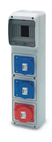 Gyors kiszállítás ACQUA doboz 6 modul - 2 db 2P+F 16A ipari alj (23230) + 1 db 3P+F 16A alj (23330) IP44, 6406, Famatel S.A