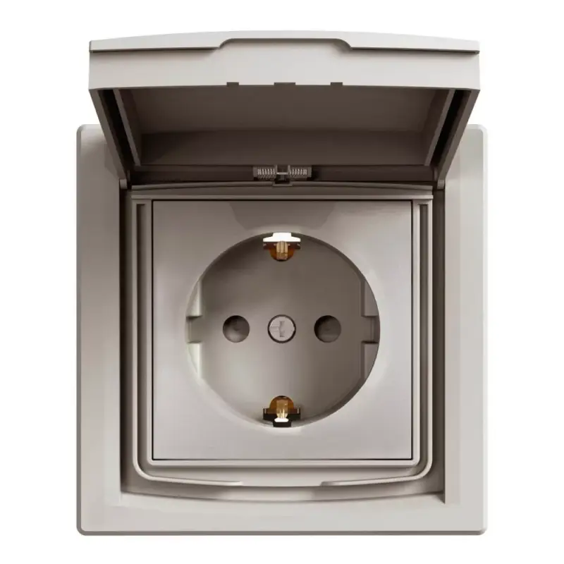 Kedvezményes ár Schneider ASFORA 2P+F csatlakozóaljzat, gyermekvédelemmel, csapfedeles - IP44, kerettel, bronz EPH3100369