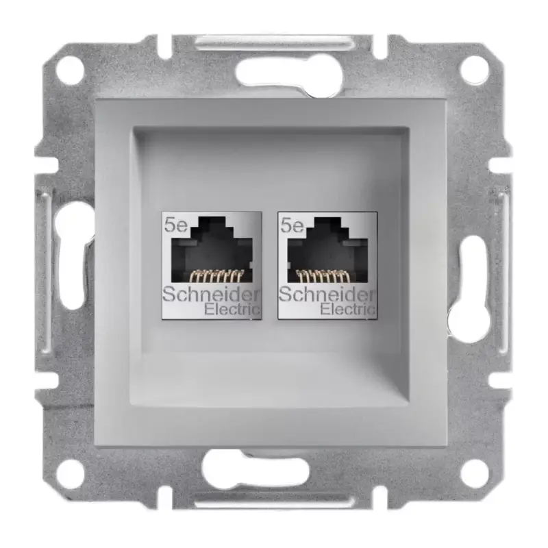 Biztonságos fizetés Schneider ASFORA 2xRJ45 Cat5e UTP aljzat, alumíniumEPH4400161