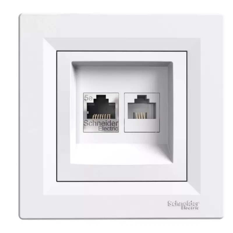 Schneider ASFORA RJ45 Cat5e UTP + RJ12 aljzat, fehérEPH4900121 Olcsó
