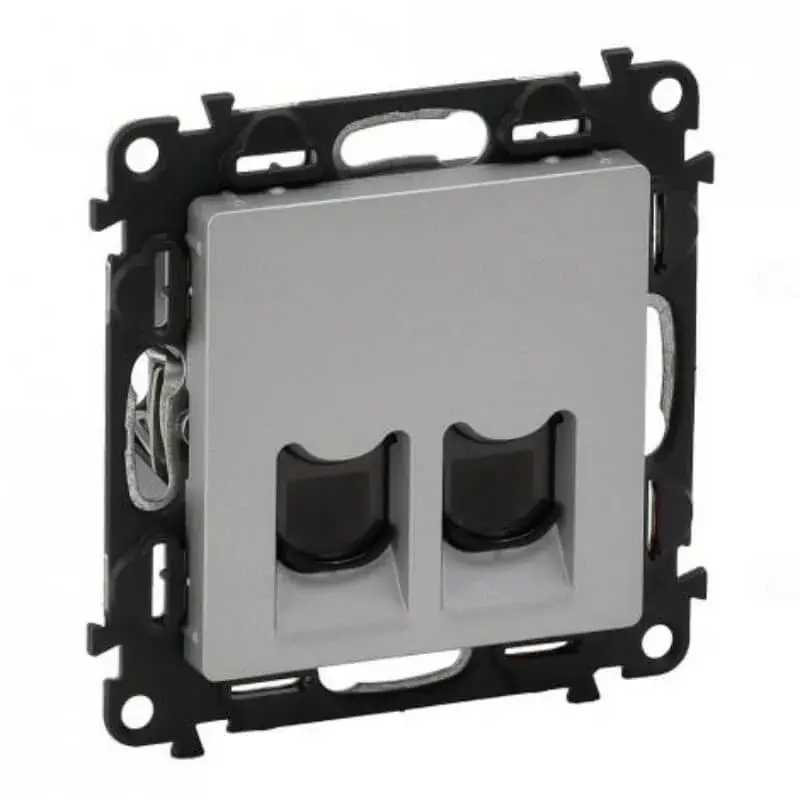Legrand Valena Life 2xRJ45 Cat. 6A STP csatlakozóaljzat alumínium, Legrand 753349 Prémium