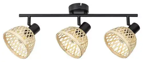 Biztonságos vásárlás Rábalux 3135 Rattan Beltéri Spotlámpa matt fekete-natúr E14 3x MAX 15, IP20