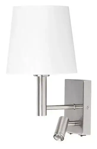 Korlátozott ajánlat Rábalux 6539 Harvey Beltéri Fali lámpa szatin króm-fehér E27 1x MAX 40 + LED 3, IP20