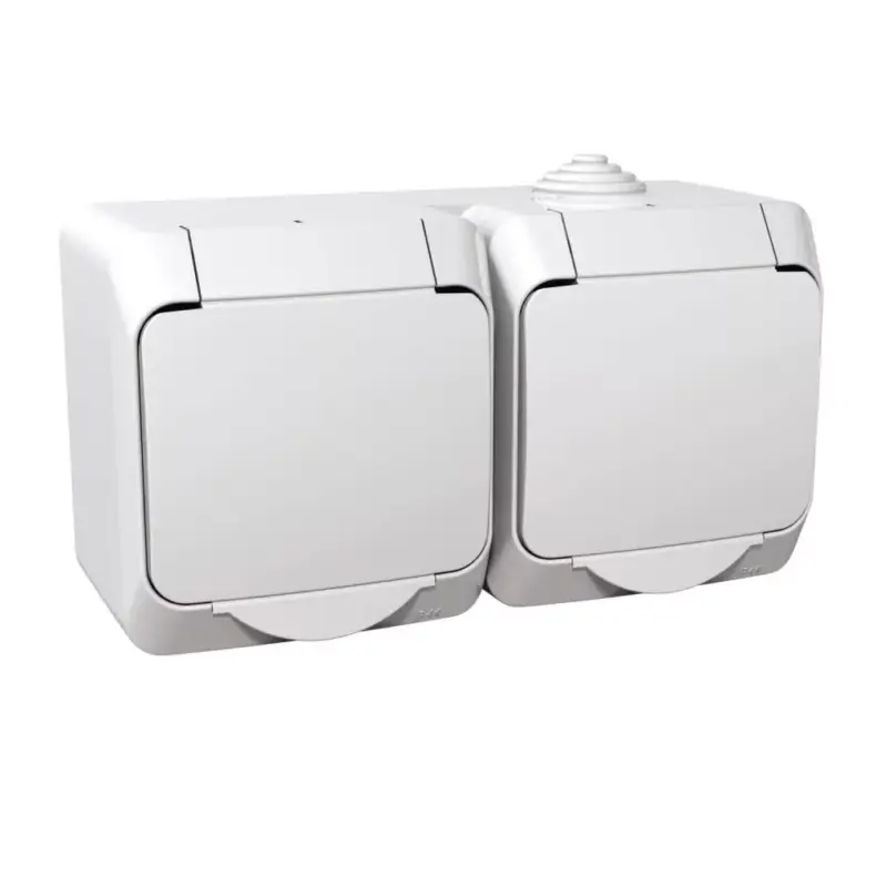 Schneider CEDAR PLUS 2x2P+F csatlakozóaljzat, biztonsági zsaluval, csapófedéllel, IP44, fehér, WDE000523 Vedd meg online