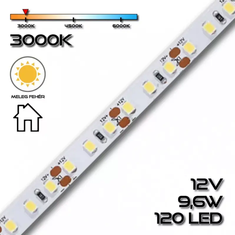 Alacsony ár LEDSZALAG 2835WN 120led/m IP20 3000K 660lm 9,6W/m meleg fehér 70230