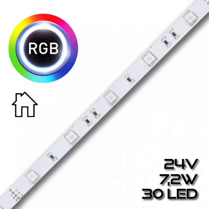 LEDSZALAG RGB 5050smd 30led/m IP20 24V színes 7,2W/m RGB 72360 Újdonság