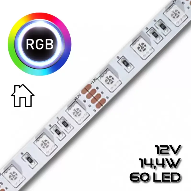 LEDSZALAG RGB 5050smd 60led/m IP65 12V színes 14,4W/m RGB 70390 szilikon Vedd meg online