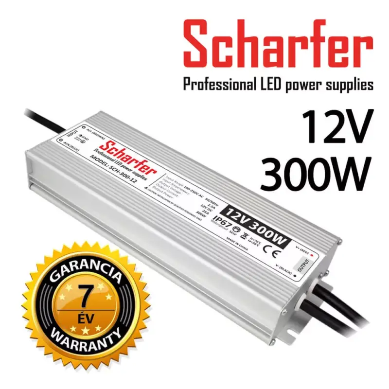 SCHARFER SCH-300-12 300W vízálló LED tápegység IP67 12V VDC 25A Expressz kézbesítés