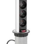 Bestseller GTV ASZTALBA SÜLLYESZTHETŐ IRODAI ELOSZTÓ, IP20, 3x230V, EZÜST, ÁTM: 60 MM, 1,5M KÁBELLEL, GTV-AE-BPW3S60-80