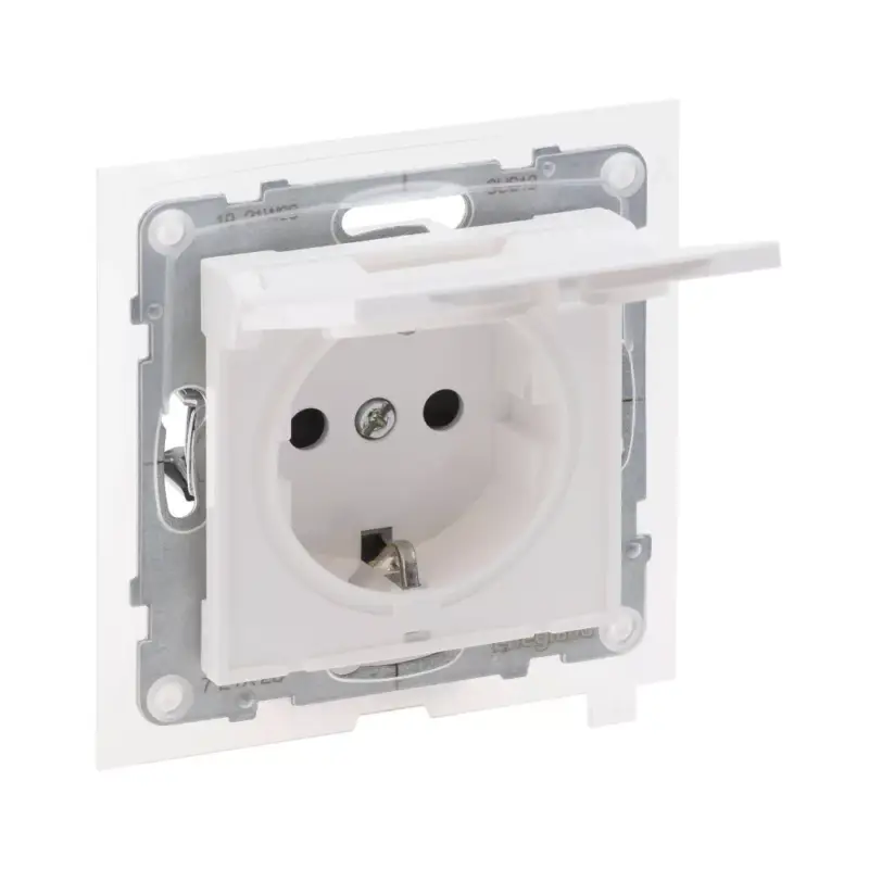 Legrand Suno 2P+F csatlakozóaljzat (rugós), biztonsági zsaluval, IP44, fehér, Legrand 721123 Végkiárusítás