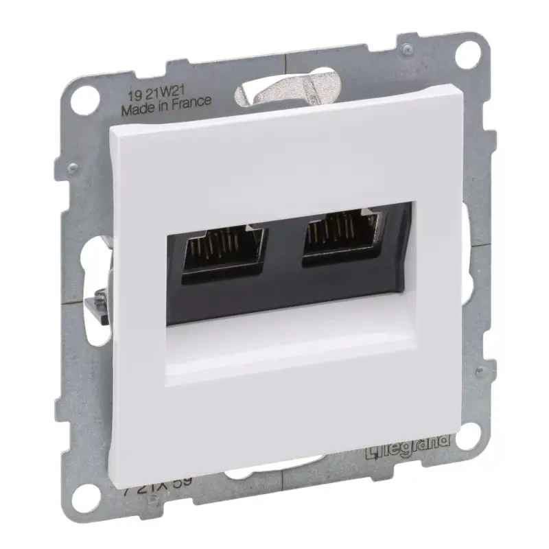 Végkiárusítás Legrand Suno 2xRJ45 Cat.6A STP csatlakozóaljzat, fehér, Legrand 721159