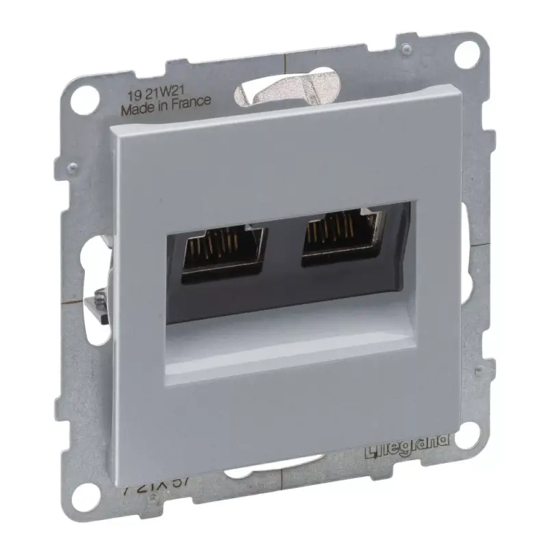 Legrand Suno 2xRJ45 Cat.6 STP csatlakozóaljzat, alumínium, Legrand 721357 Akció